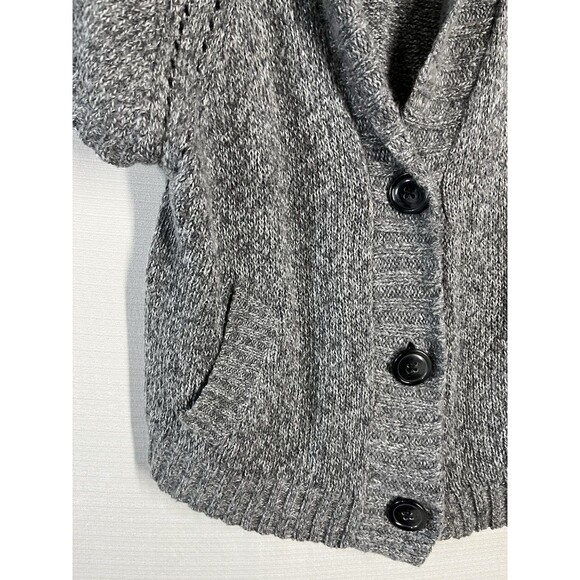 Old Navy Women's V-Neck Cardigan XL Gray Button Up Short Sleeve Chunky Sweater - Picture 4 of 7
